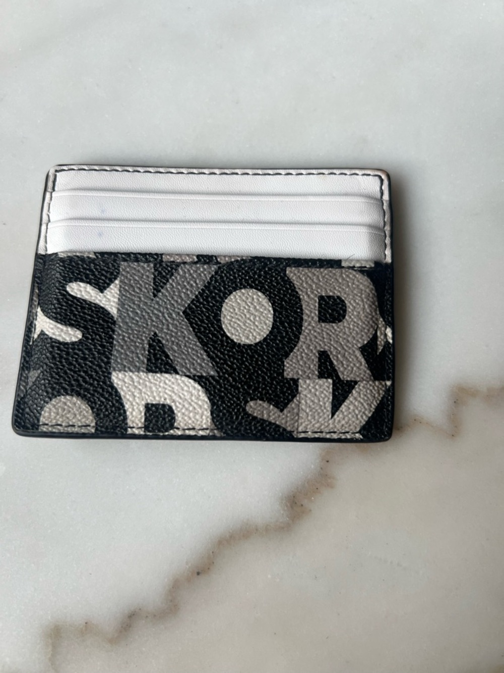 Michael Kors Black and White Logo Card Case